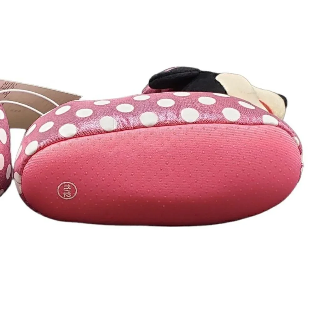 NWT Minnie Mouse Slippers Girls Size 9/10 11/12 Disney Junior Polka Dots NEW - Picture 7 of 9